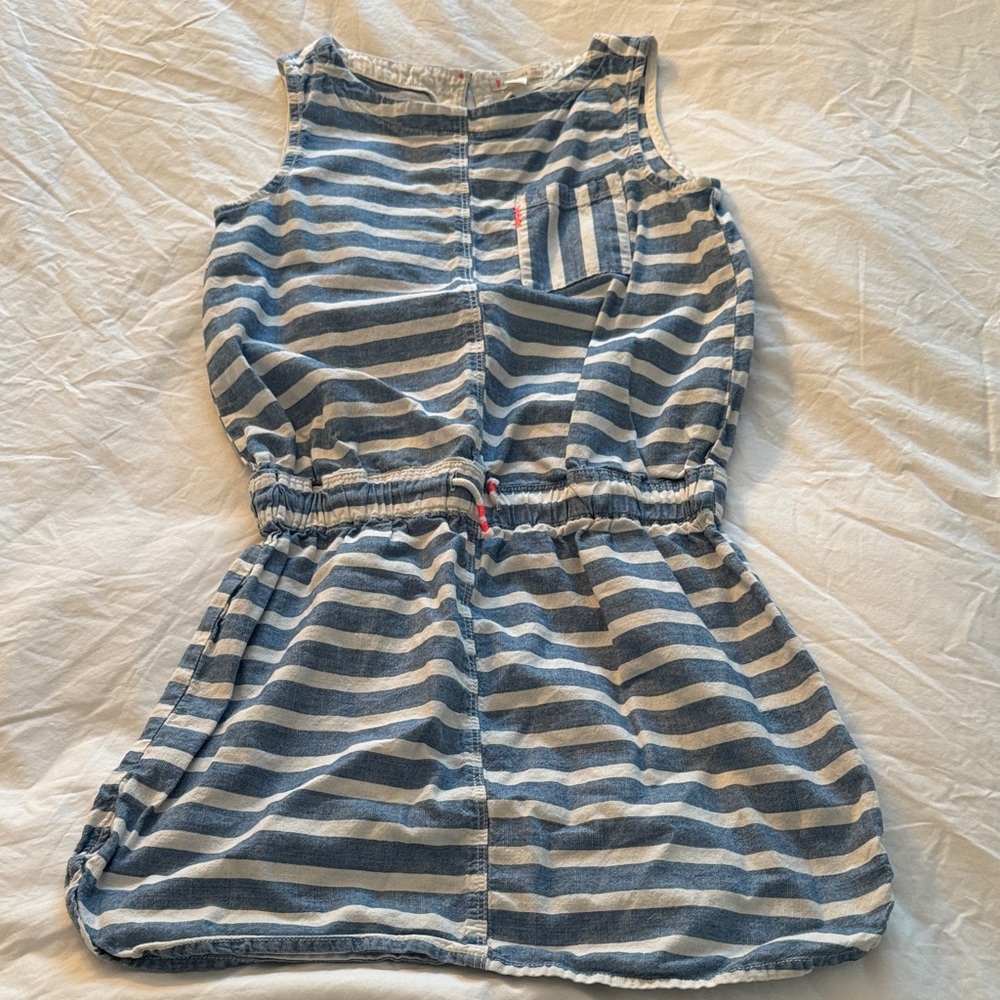 Crew Cuts Striped Sleeveless Drop Waist Dress with Key Hole back Size 10